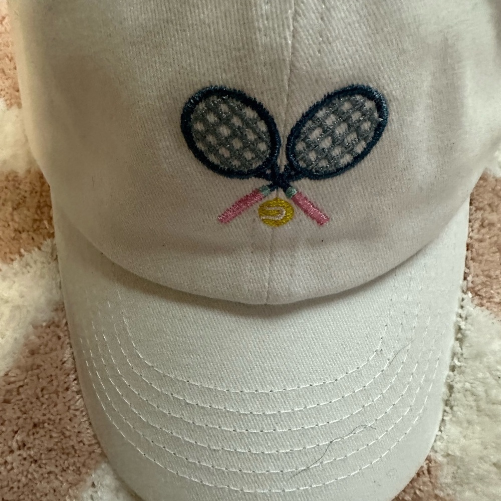 Kids Tennis Embroidered Cap - White